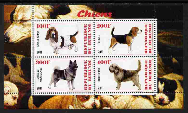 Burundi 2011 Dogs #9 perf sheetlet containing 4 values unmounted mint