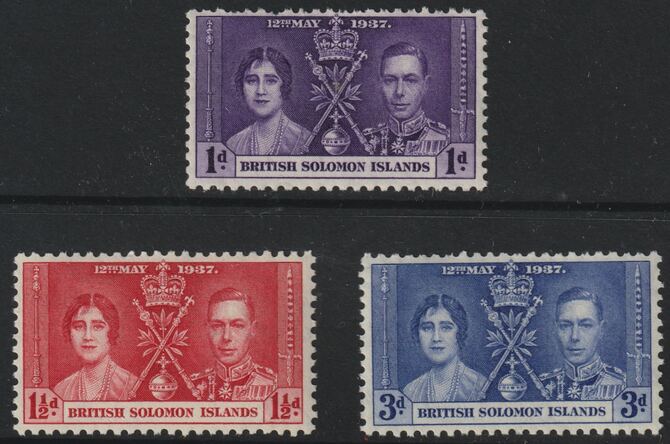 Solomon Islands 1937 KG6 Coronation set of 3 unmounted mint SG57-59