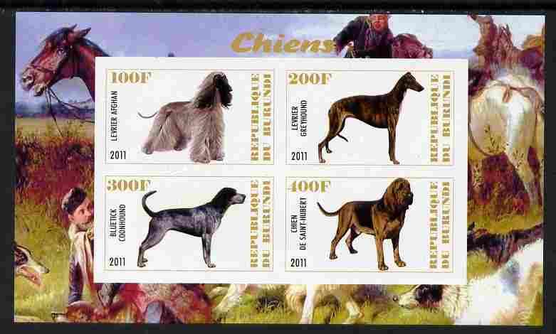 Burundi 2011 Dogs #5 imperf sheetlet containing 4 values unmounted mint