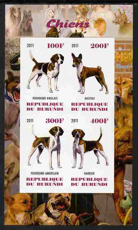 Burundi 2011 Dogs #7 imperf sheetlet containing 4 values unmounted mint