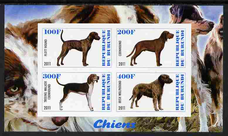 Burundi 2011 Dogs #8 imperf sheetlet containing 4 values unmounted mint