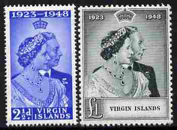 British Virgin Islands 1949 KG6 Royal Silver Wedding perf set of 2 mounted mint, SG 124-5