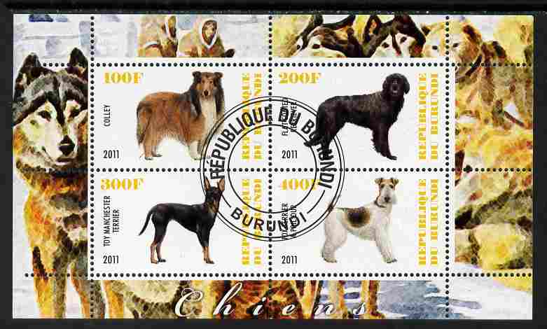 Burundi 2011 Dogs #1 - perf sheetlet containing 4 values fine cto used