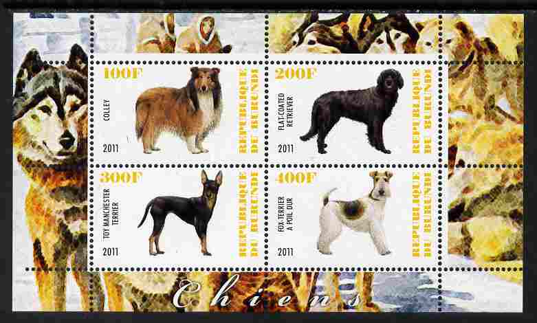 Burundi 2011 Dogs #1 - perf sheetlet containing 4 values unmounted mint