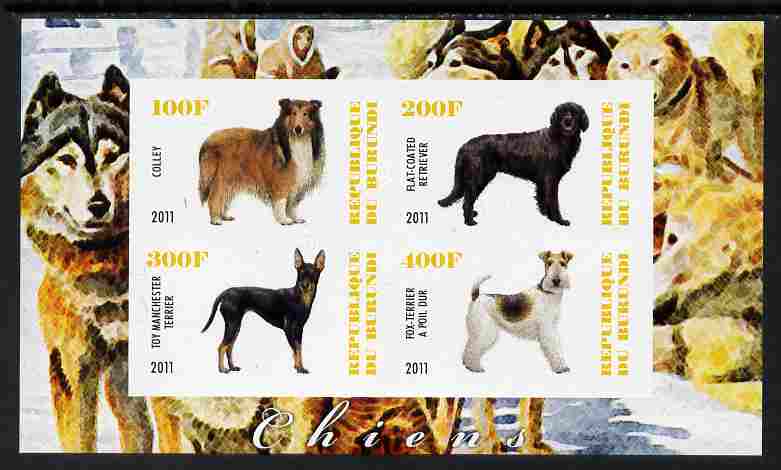 Burundi 2011 Dogs #1 - imperf sheetlet containing 4 values unmounted mint