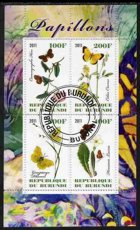 Burundi 2011 Butterflies #1 perf sheetlet containing 4 values fine cto used