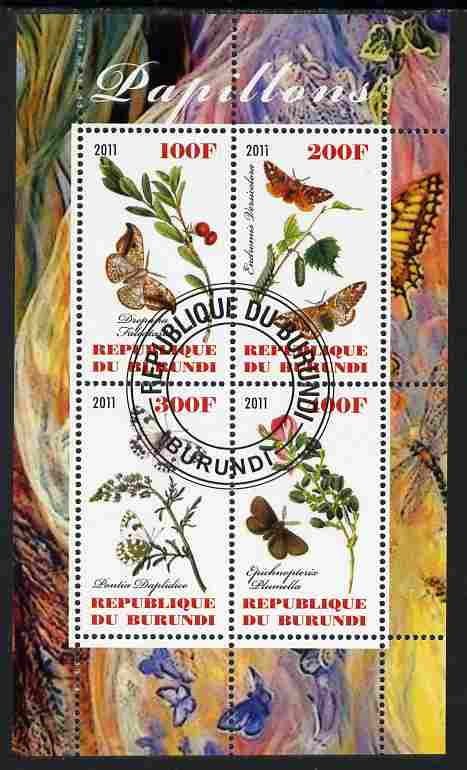 Burundi 2011 Butterflies #3 perf sheetlet containing 4 values fine cto used