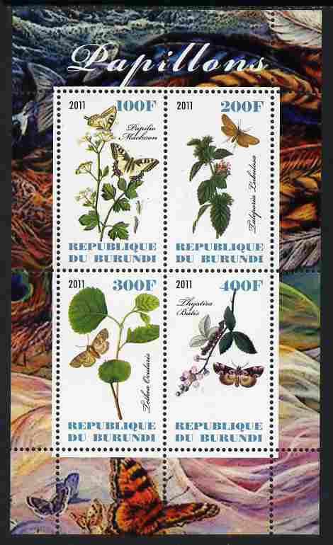 Burundi 2011 Butterflies #4 perf sheetlet containing 4 values unmounted mint
