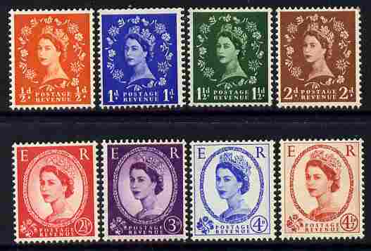 GB Great Britain 1958-61 Wilding Crowns graphite-lined issue set of 8 unmounted mint SG 587-94