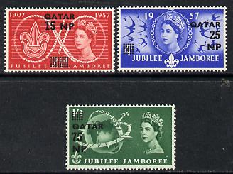 Qatar 1957 GB Great Britain World Scout Jamboree opt set of 3 unmounted mint, SG 16-18