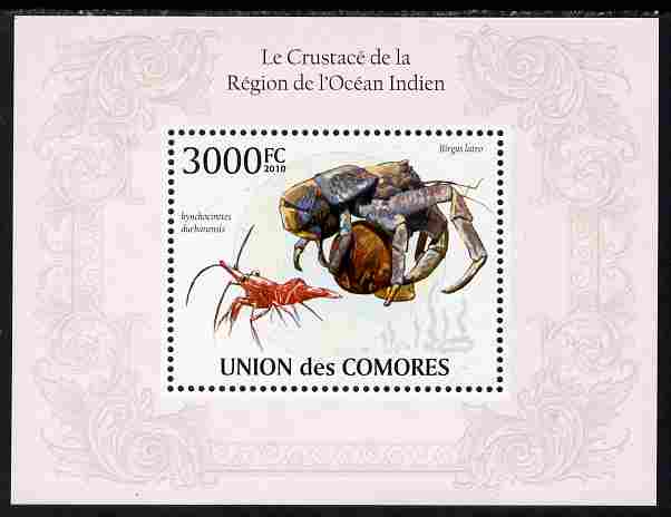 Comoro Islands 2010 Crustaceans from the Indian Ocean Region perf s/sheet unmounted mint, Michel BL 570