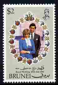 Brunei 1973 Royal Wedding 1981 Royal Wedding $2 with wmk inverted, SG306w unmounted mint