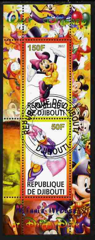 Djibouti 2011 Walt Disney - Minnie & Daisy perf sheetlet containing 2 values fine cto used