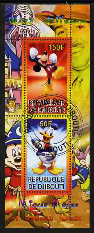 Djibouti 2011 Walt Disney - Mickey Mouse & Donald perf sheetlet containing 2 values fine cto used