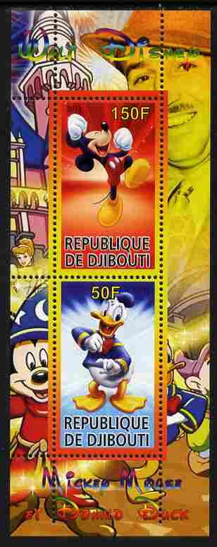 Djibouti 2011 Walt Disney - Mickey Mouse & Donald perf sheetlet containing 2 values unmounted mint
