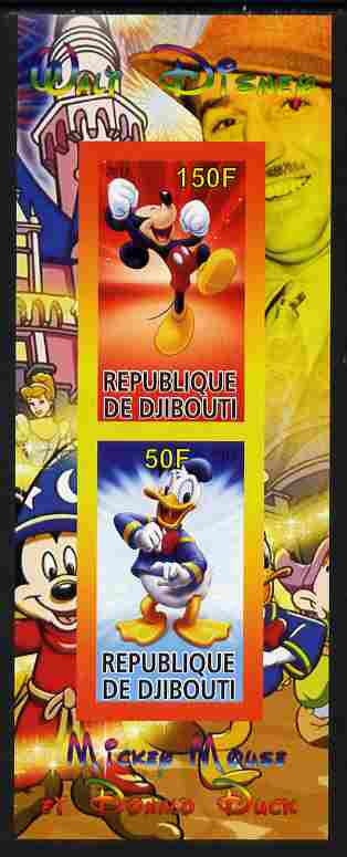Djibouti 2011 Walt Disney - Mickey Mouse & Donald imperf sheetlet containing 2 values unmounted mint