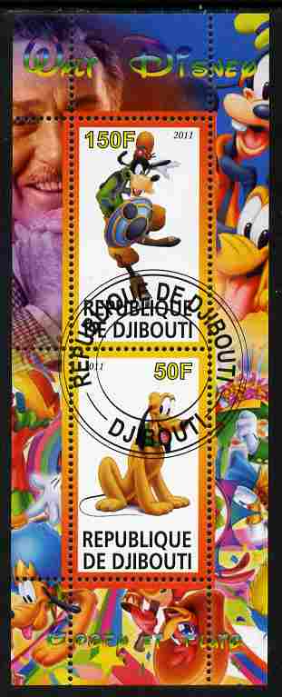 Djibouti 2011 Walt Disney - Goofy & Pluto perf sheetlet containing 2 values fine cto used
