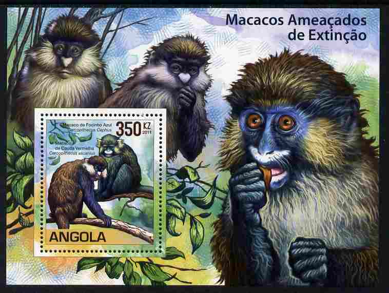 Angola 2011 WWF - Endangered Monkeys perf m/sheet unmounted mint 
