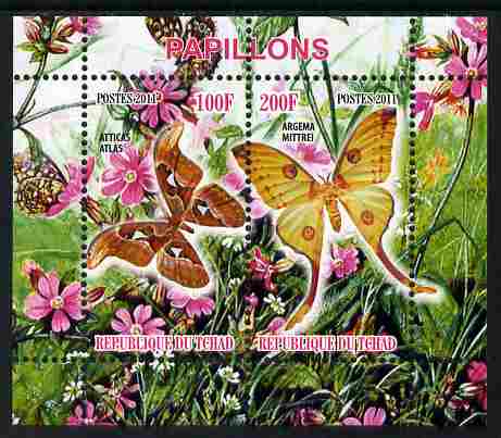 Chad 2011 Butterflies #1 perf sheetlet containing 2 values unmounted mint