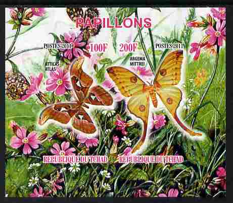 Chad 2011 Butterflies #1 imperf sheetlet containing 2 values unmounted mint