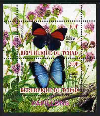 Chad 2011 Butterflies #4 perf sheetlet containing 2 values unmounted mint