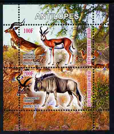 Chad 2011 Antelopes perf sheetlet containing 2 values unmounted mint