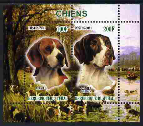 Chad 2011 Dogs perf sheetlet containing 2 values unmounted mint