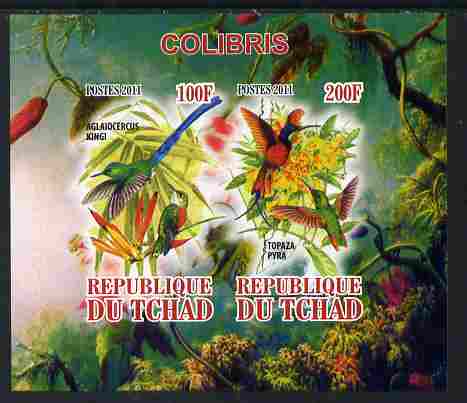 Chad 2011 Humming Birds imperf sheetlet containing 2 values unmounted mint