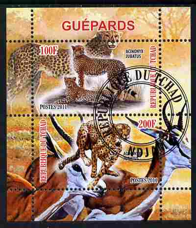 Chad 2011 Cheetahs perf sheetlet containing 2 values cto used