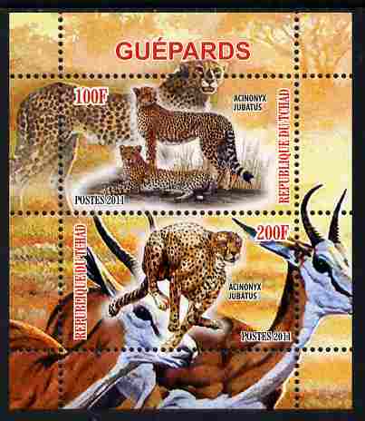 Chad 2011 Cheetahs perf sheetlet containing 2 values unmounted mint