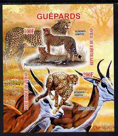 Chad 2011 Cheetahs imperf sheetlet containing 2 values unmounted mint