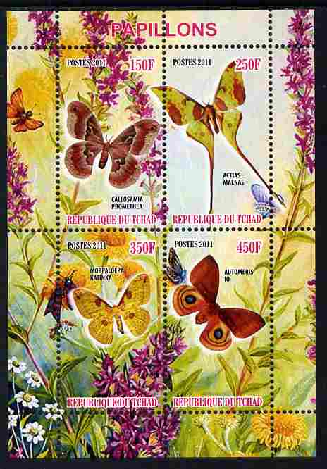 Chad 2011 Butterflies #5 perf sheetlet containing 4 values unmounted mint