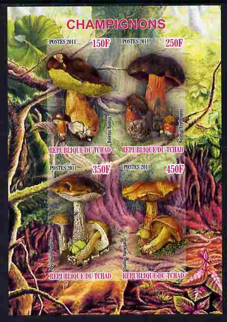 Chad 2011 Mushrooms #1 imperf sheetlet containing 4 values unmounted mint