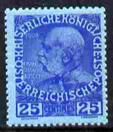 Austro-Hungarian Post Offices in the Turkish Empire 1914 60th Anniversary 25c ultramarine on blue unmounted mint SG F24