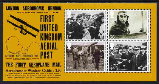 GB Great Britain 2011 First UK Aerial Post perf sheetlet containing set of 4 values unmounted mint 