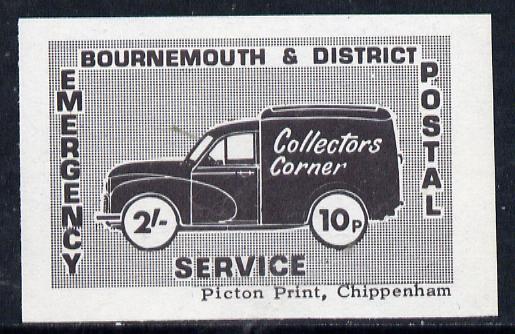 Cinderella - Great Britain 1971 Bournemouth & District Emergency Postal Service 'Collectors Corner Morris Van' dual value 2s - 10p in black on blue white unmounted mint block of 4