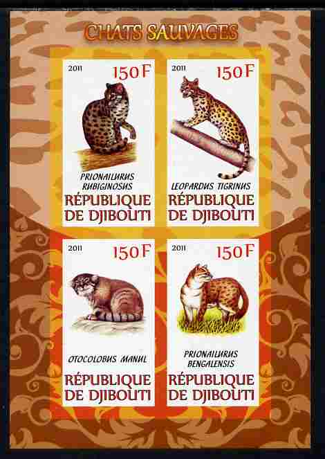 Djibouti 2011 Wild Cats imperf sheetlet containing 4 values unmounted mint