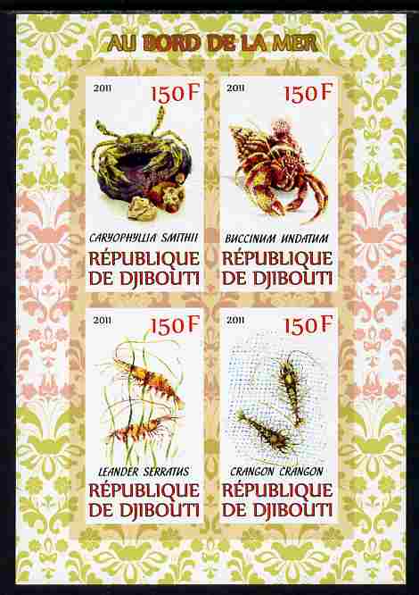 Djibouti 2011 Fauna of the Sea Shore imperf sheetlet containing 4 values unmounted mint