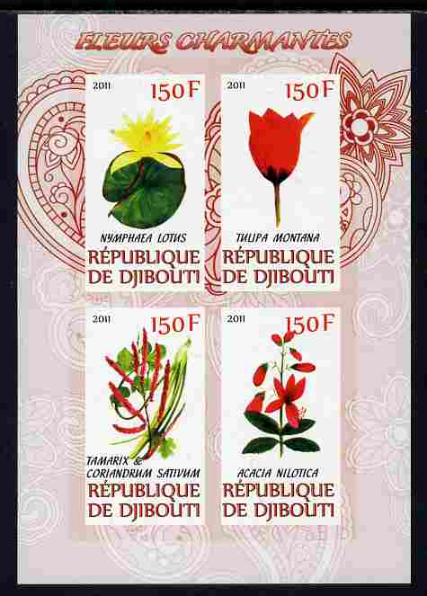 Djibouti 2011 Beautiful Flowers #1 imperf sheetlet containing 4 values unmounted mint