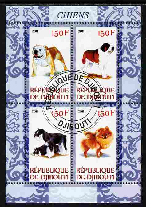 Djibouti 2011 Dogs perf sheetlet containing 4 values cto used
