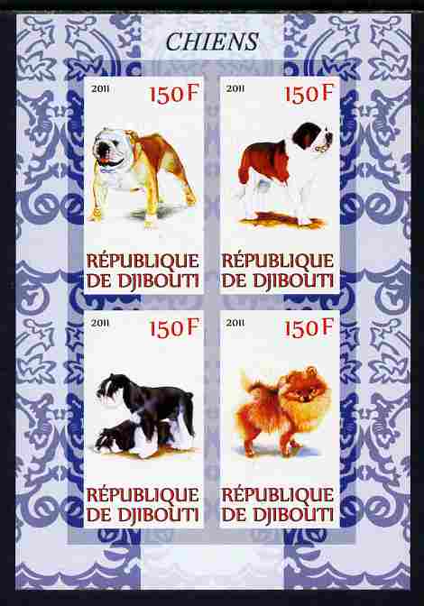Djibouti 2011 Dogs imperf sheetlet containing 4 values unmounted mint