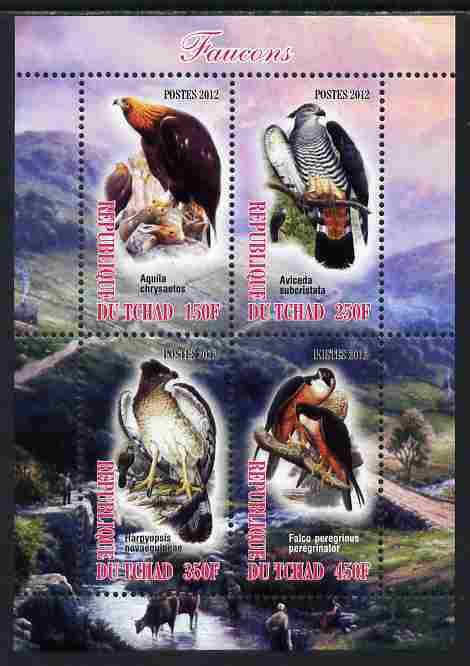 Chad 2012 Falcons perf sheetlet containing 4 values unmounted mint