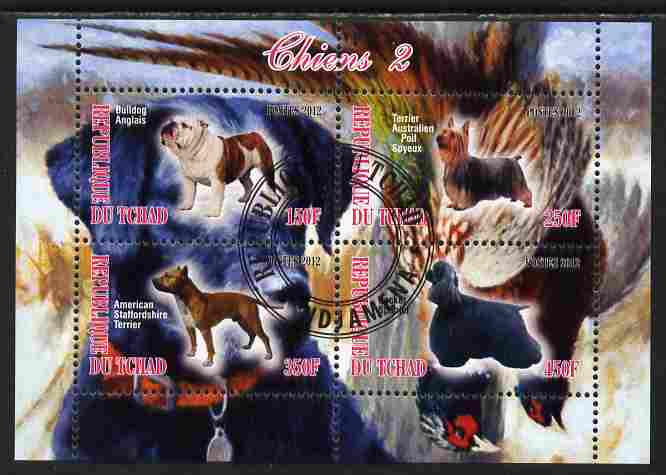 Chad 2012 Dogs #2 perf sheetlet containing 4 values cto used
