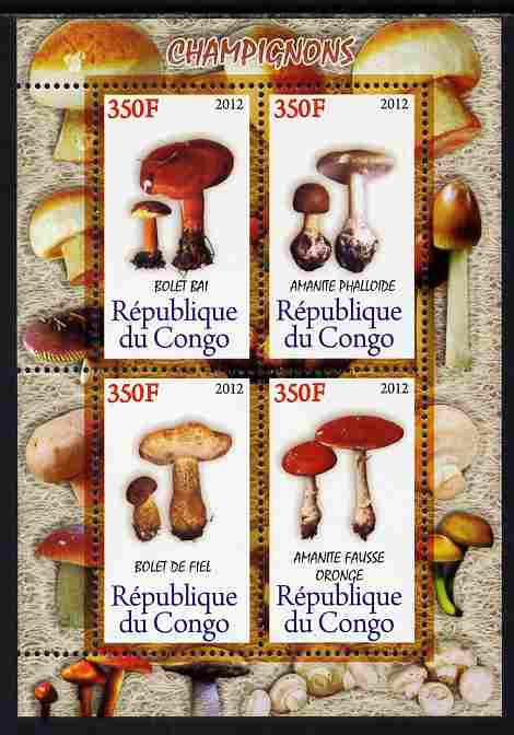 Congo 2012 Mushrooms perf sheetlet containing 4 values unmounted mint 