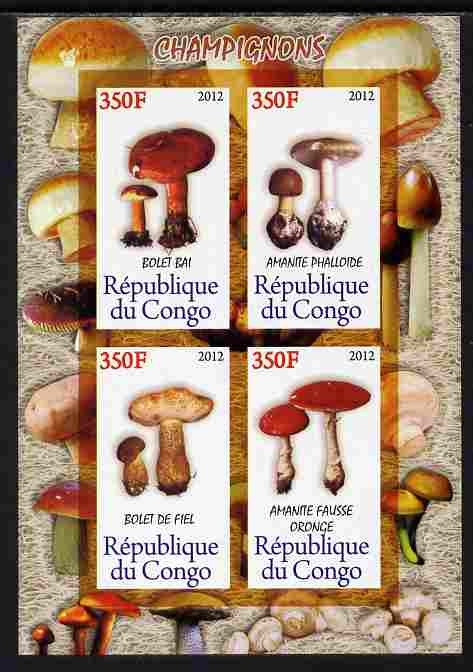 Congo 2012 Mushrooms imperf sheetlet containing 4 values unmounted mint 