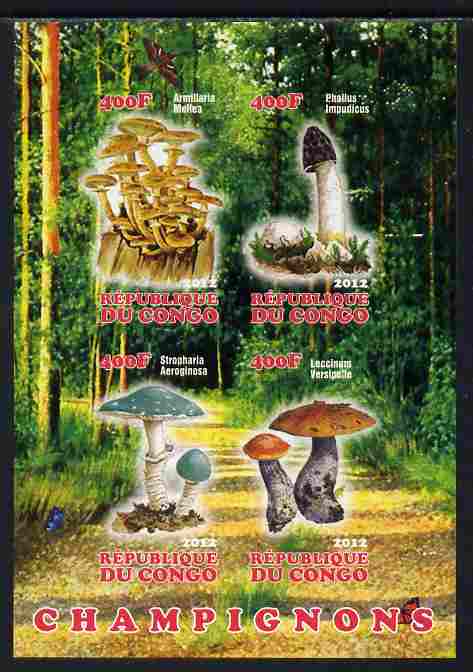 Congo 2012 Mushrooms #1 imperf sheetlet containing 4 values unmounted mint