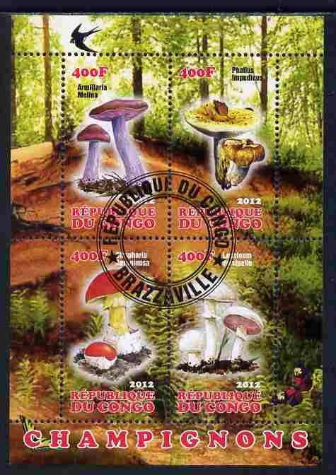 Congo 2012 Mushrooms #3 perf sheetlet containing 4 values fine cto used