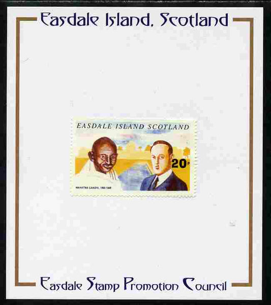 Easdale 1996 Gandhi 20p stamp of Gandhi mounted on Publicity proof card issued by the Easdale Stamp Promotion Council 