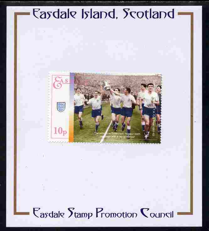 Easdale 1996 Great Sporting Events - Football 10p - Tottenham Hotspur Winners of 1961-62 FA Cup Final mounted on Publicity proof card issued by the Easdale Stamp Promotion Council 