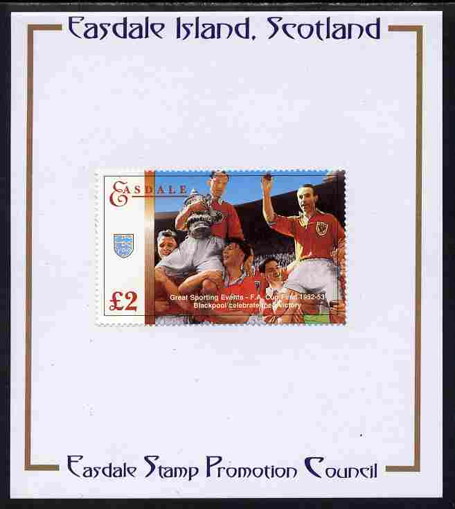 Easdale 1996 Great Sporting Events - Football £2 - Blackpool Winners of 1952-53 FA Cup Final mounted on Publicity proof card issued by the Easdale Stamp Promotion Council 
